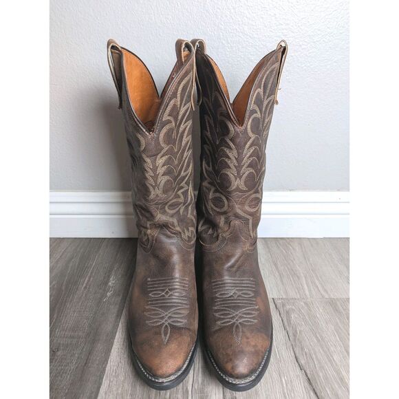 Vintage J Chisholm Western Cowboy boots brown genuine leather Mens 9 EE Wide - Picture 5 of 11